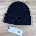 CP Company Extra Fine Merino Wool Lens Beanie in Navy